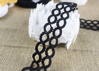 Polyester Hollow Out Water Soluble Black Lace Ribbon Trim Double Oval Pattern