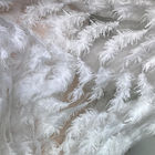 White Stretch Embroidered Mesh Lace Fabric By The Yard For Wedding Dress / Evening Dress