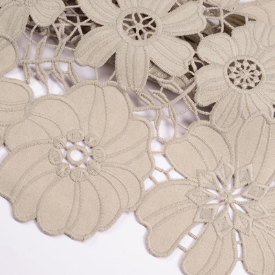 OKEO-TEX Guipure Lace Trim Polyester Milk Fiber Embroidery Lace Trim