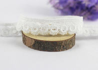 Flower Water Soluble Polyester Lace Trim , Milk Silk White Lace Ribbon By The Yard