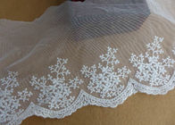 Ivory Embroidery Nylon Lace Trim With Snowflake Pattern For Bridal Veil
