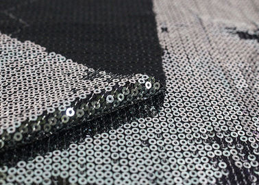 Embroidered Mesh Lace Fabric With Silver Sequin , Bridal Lace Fabric By The Yard