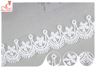 3CM African Mesh Embroidered Bridal Lace / Nylon Or Polyester Wedding Lace Trim